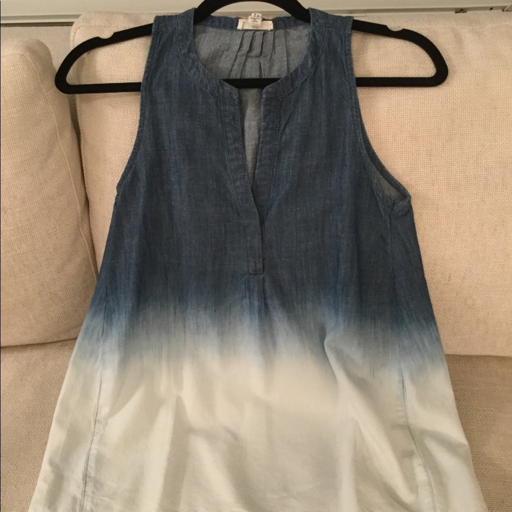 Joie ombré blue and white sleeveless  collared top
